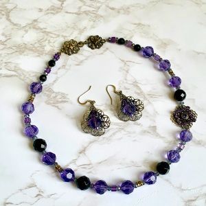 Bead choker and earrings